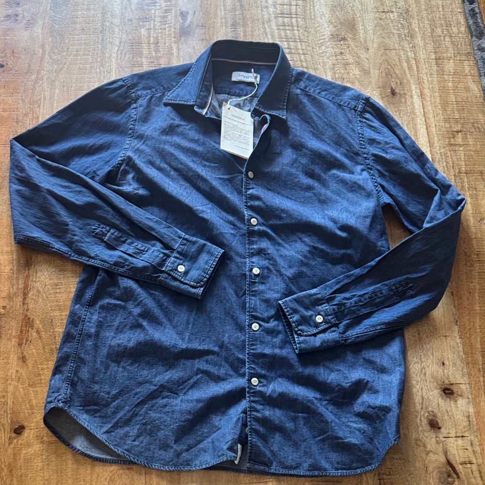 Tintoria Mattei 954 Men's Denim Button-Up down top Shirt 100% cotton NEW NWT